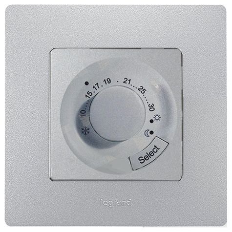 Термостат для теплого пола, Легранд – «Этика» цвет «алюминий»